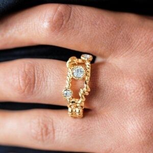 Gold & White Rhinestone Ring